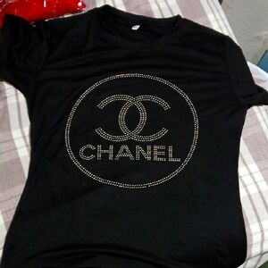 Chanel Black T-Shirt with Gold Logo